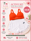 Set Sport Bra Coral + Pantalón Blanco