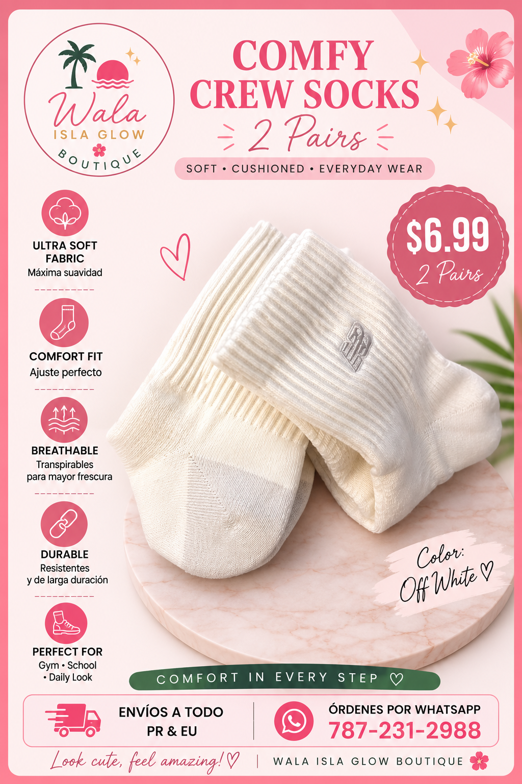Medias New Balance Lifestyle Quarter - Crema (por par)