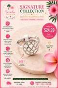 Anillo Calado Trébol - Plateado (Size 7)