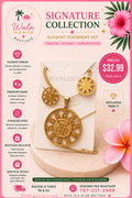 Set Colgante + Arete Oso Girasol - Dorado