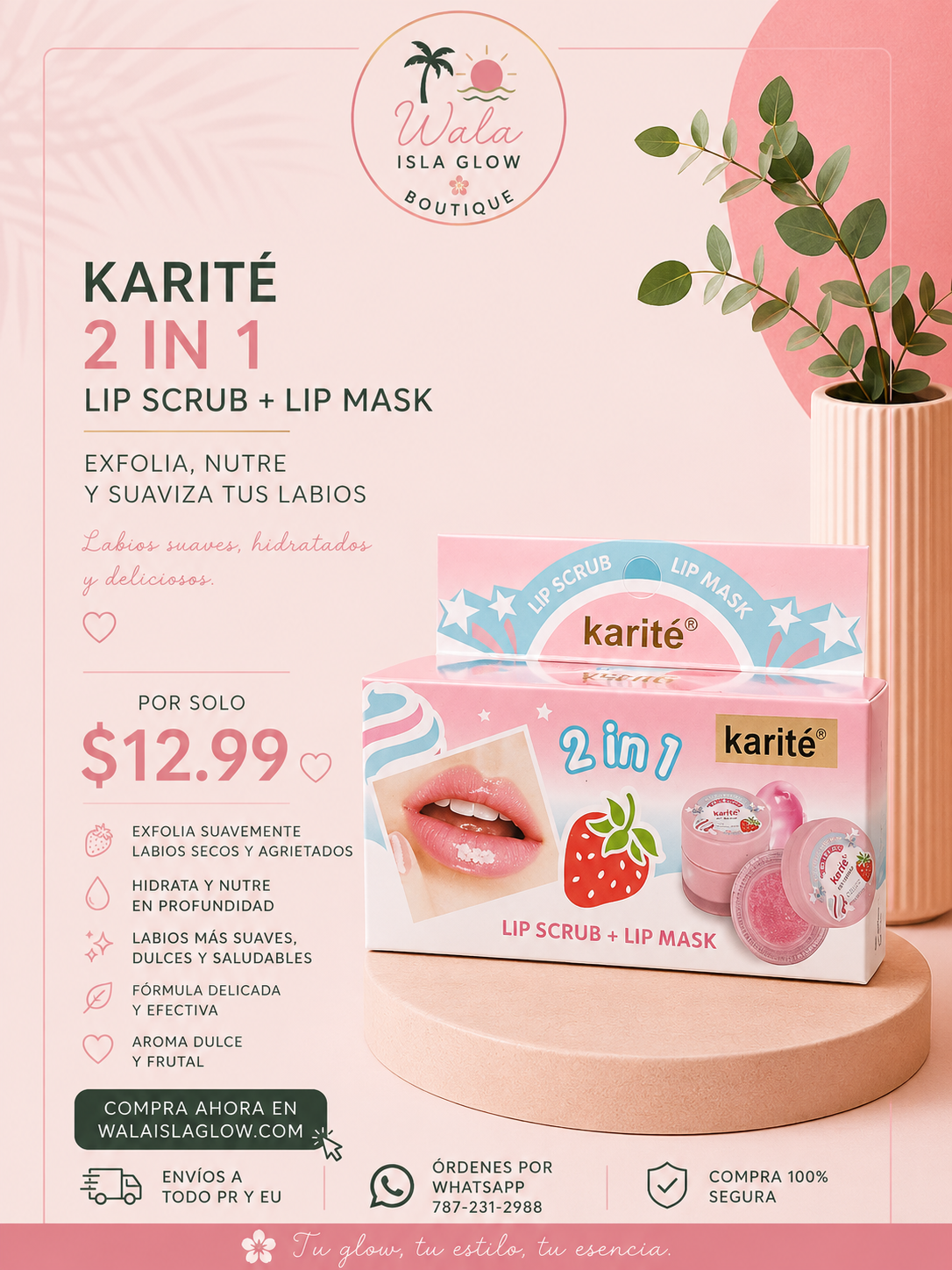 Karité Lip Scrub + Lip Mask 2 en 1