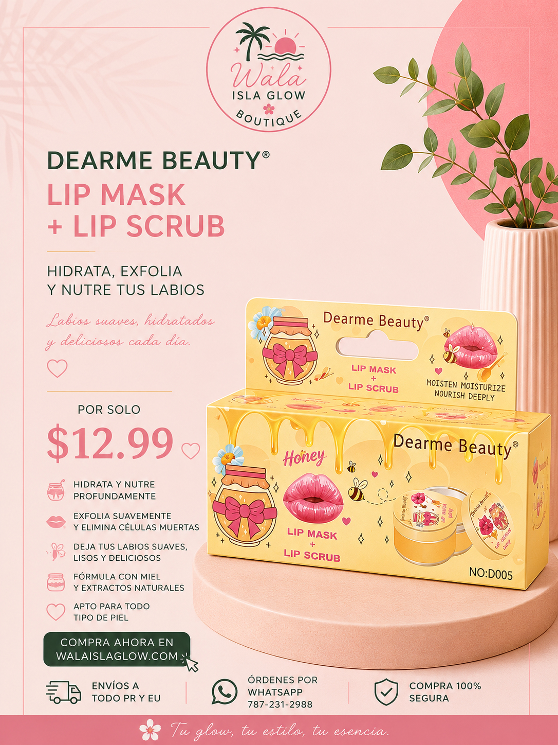 Dearme Beauty Honey Lip Mask + Lip Scrub