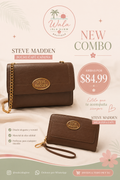 Combo Steve Madden Bolso Café Cadena + Billetera