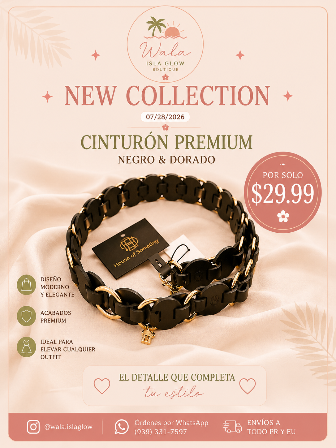Cinturón Premium Negro & Dorado – House of Something