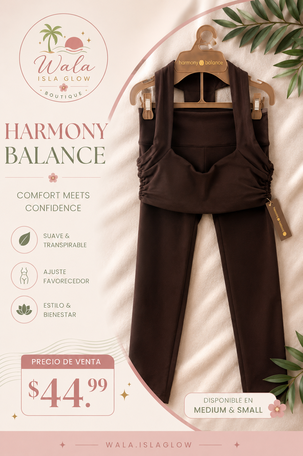Harmony Balance Set 2 Piezas - Top + Pantalón (Marrón)