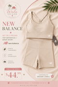 New Balance Set 2 Piezas - Top Deportivo + Biker Short (Beige)