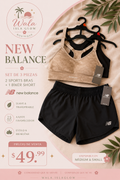 New Balance Set 3 Piezas - 2 Sports Bras + 1 Biker Short