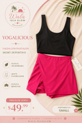 Yogalicious Falda con Pantalón - Skort Deportivo (Negro/Fucsia)