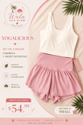 Yogalicious Set 2 Piezas - Camisilla + Skort Deportivo (Crema/Rosa)