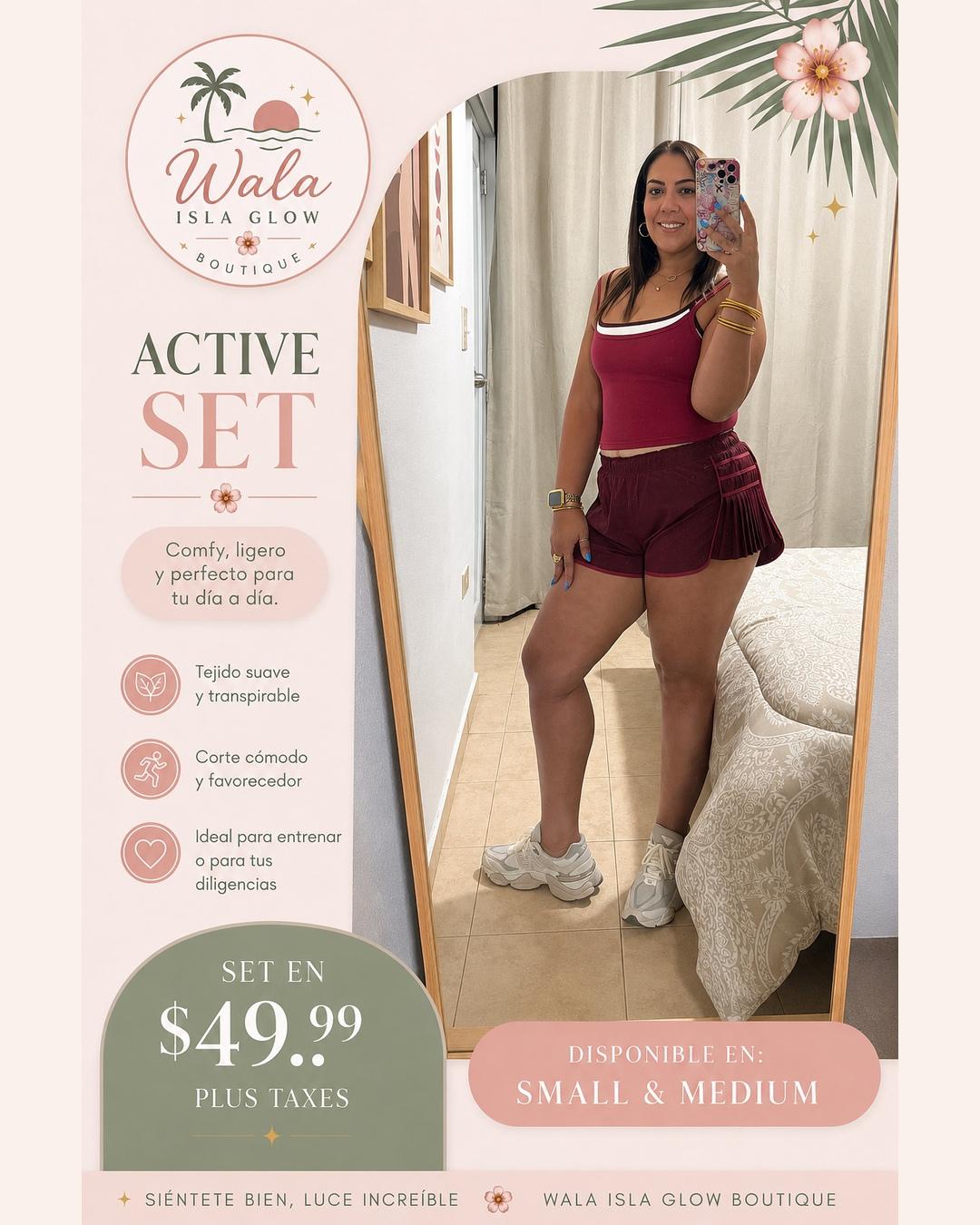 Active Set - Crop Top + Shorts (Vino)